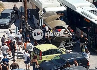 Θεσσαλονίκη: Λεωφορείο έπεσε σε στάση – Τέσσερις τραυματίες